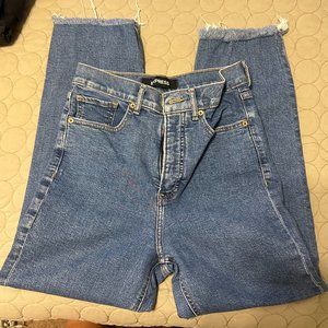 Express Frayed Straight-Leg Ankle Jeans